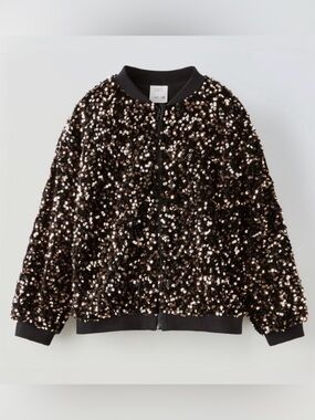 Kids Zara Sequins Bomber Jacket (Size 9 Years Old)